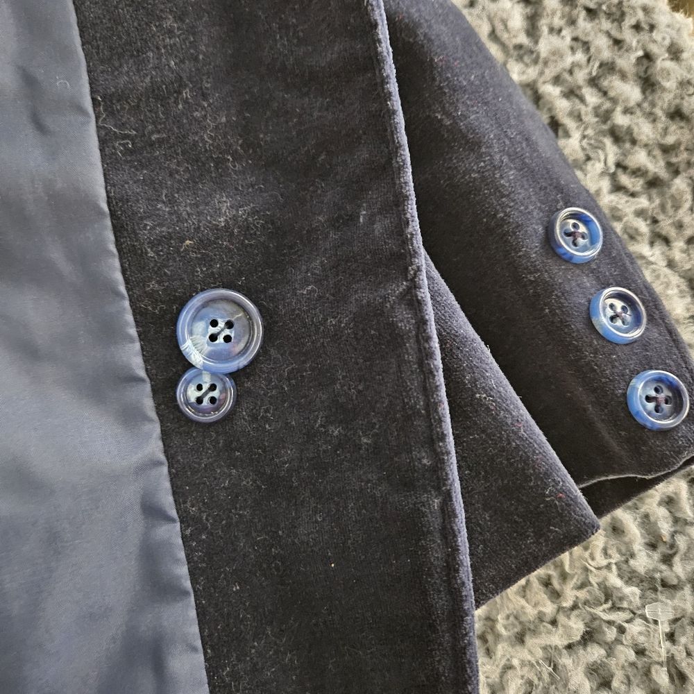 Vintage Women's Blue Velvet Blazer Size 18 Large L Changing Scene Made in Japan - Picture 6 of 13